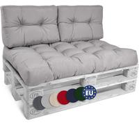 Beautissu Style - Set Coussin Palette Lounge Extérieur Gris Clair - 1x Coussin Assise 120x80cm & 2x Coussin Dossier 60x40cm