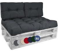 Beautissu Set de 3 Coussin Palette Style - 1x Coussin d'assise 120x80 cm & 2X Coussin Dossier canapé 60x40 cm Coussin Lounge Extérieur & Intérieur pour Salon Lounge Jardin Outdoor - Gris Graphite