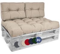 Beautissu Set de 3 Coussin Palette Style - 1x Coussin d'assise 120x80 cm & 2X Coussin Dossier canapé 60x40 cm Coussin Lounge Extérieur & Intérieur pour Salon Lounge Jardin Outdoor - Nature