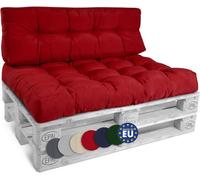 Beautissu Set de 2 Coussin Palette Style - 1x Coussin d'assise 120x80 cm & 1x Coussin Dossier canapé 120x40 cm Coussin Lounge Extérieur & Intérieur pour Salon Lounge Jardin Outdoor - Rouge