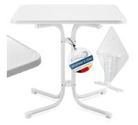 Beautissu Table Bistrot Carrée Exterieur 60x60 cm - Table Restaurant Bar Bistrot Pliante et Stable pour Balcon, Jardin ou Terrasse - Style Parisien - Acier Antirouille - Blanc - Bistroni