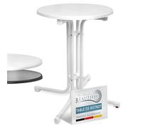 Beautissu Table Bistrot Extérieur Ronde Ø 60 cm - Table d'appoint Balcon Jardin Pliante Ronde, Hauteur 70 cm - Table de à Manger Camping fête - Blanc - Bistroni
