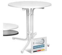 Beautissu Table Bistrot Extérieur Ronde Ø 80 cm - Table d'appoint Balcon Jardin Pliante Ronde, Hauteur 70 cm - Table de à Manger Camping fête - Blanc - Bistroni