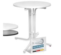 Beautissu Table bistrot extérieur Ronde Pliante d'appoint Balcon Jardin | Ø70cm hauteur 70cm blanc à manger camping fête Bistroni