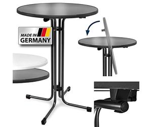 Beautissu Table Haute Pliante Outdoor Ø 80 cm Sylt Bistro Anthracite Mange-Debout Ronde Jardin Terasse