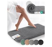 Beautissu Tapis de Bain Absorbant 100x60 cm - Tapis Salle de Bain Antidérapant Tapis de Douche Adapté au Chauffage au Sol - Tapis Douche Absorbant Anthracite Moelleux Extra Épais - BeauMare FL