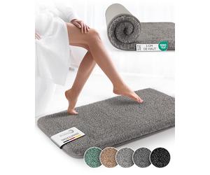 Beautissu Tapis de Bain Absorbant 120x70 cm - Tapis Salle de Bain Antidérapant Tapis de Douche Adapté au Chauffage au Sol - Tapis Douche Absorbant Gris Clair Moelleux Extra Épais - BeauMare FL