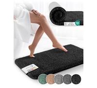 Beautissu Tapis de Bain Absorbant 80x50 cm - Tapis Salle de Bain Antidérapant - Tapis Douche Noir Moelleux Extra Épais - BeauMare FL