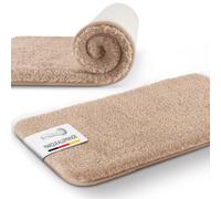 Beautissu Tapis de Bain Absorbant antidérapant adapté au Chauffage au Sol | 120x70cm nature de douche salle de moelleux extra épais poils longs shaggy grand lavable microfibre doux BeauMare FL