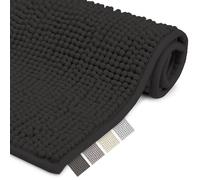 Beautissu Tapis de Bain Antiderapant 70x100 cm Chenille - Tapis Salle de Bain Absorbant et Moelleux - Tapis de Douche et Sortie de Douche - Noir - BeauMare WR