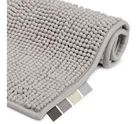 Beautissu Tapis de Bain Antiderapant 70x120 cm Chenille Tapis Salle de Bain Absorbant - Moelleux - Tapis Sortie de Douche Tapis de Bain Gris Clair - BeauMare WR