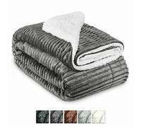 Beautissu XXL Plaid canapé Grande Taille Sherpa Polaire pour Hiver Doux | 220x240cm anthracite chaud effet scintillant imitation peau d'agneau Couverture douillette Elisa