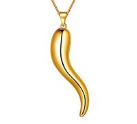 beautlace KP0201 Collier porte-bonheur, en forme de corne italienne, argenté/or 18 carats/noir plaqué pistolet, protection amulette, bijoux pour homme et femme, 0.4" x 1.7"/1cm x 4.4cm, Cooper