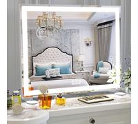 BEAUTME Miroir de Maquillage Hollywood avec lumières, Grand Miroir de courtoisie éclairé avec 3 Couleurs de lumière, Miroir Grossissant Blanc 60x50,7cm