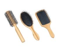 Sichler Beauty 3 brosses à cheveux en bambou : ronde, plate et ovale