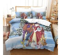 Beauty And The Beast Ensemble De Literie D Housse De Couette ¿¿ Cartoon Th¿¿Me Pi¿¿Ces Avec Taies D'oreiller ¿¿ Fermeture ¿¿Clair Dissimul¿¿E Et Housse De