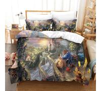 Beauty And The Beast Housse De Couette Imprim¿¿E En D Avec Taies D'oreiller Et Housse De Couette ¿¿ Fermeture ¿¿Clair Dissimul¿¿E, Parure De Lit Super Dou