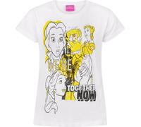 Beauty And The Beast - "We Aregether Now" T-shirt pour filles NS6774 (140-146) (Blanc/Jaune/Noir)