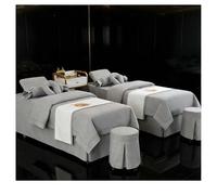 Beauty Bed Cover 4 pièces ensemble de literie pour Salon de beauté linge de lit épais draps couvre-lit Fumigation Massage Spa taie d'oreiller ensembles de gris. Square bedside 190*80cm (74.8*31.5in)