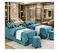 Beauty Bed Cover 4 pièces ensemble de literie pour Salon de beauté linge de lit épais draps couvre-lit Fumigation Massage Spa taie d'oreiller ensembles Lake Blue Square bedside 190*70cm (74.8*27.5in)
