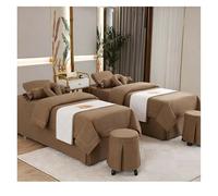 Beauty Bed Cover 4 pièces ensemble de literie pour Salon de beauté linge de lit épais draps couvre-lit Fumigation Massage Spa taie d'oreiller ensemble Dark Brown Square bedside 185*70cm (72.8*31.5in）