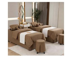 Beauty Bed Cover 4 pièces ensemble de literie pour Salon de beauté linge de lit épais draps couvre-lit Fumigation Massage Spa taie d'oreiller ensemble Dark Brown Square bedside 185*70cm (72.8*31.5in）