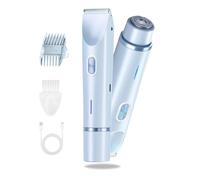 Beauty Bloom Electric Razor, Beauty Bloom 2.0, 2-in-1 Women's Body Shaver,Dual Head Bikini Trimmer, Wet & Dry for Leg Arm Underarm (Blue)