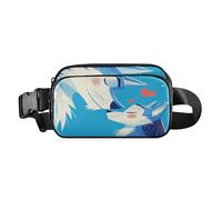 Beauty Blue Wolf Sac à bandoulière tendance pour homme et femme avec sangle réglable pour voyage, course à pied, randonnée, Loup bleu beauté, 1 size