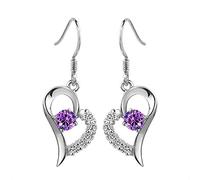 Beauty Boucles d'oreilles en Forme de Coeur Zircon-Set Boucles d'oreilles Boucles d'oreilles Améthyste pour Femmes Pourpre Durable et Utile