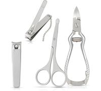 Beauty Care - Set De 4 Outils De Manucure Et Pédicure Pince Coupe-Ongles Grande + Coupe-Ongles Moyen Avec Porte-Clés + Ciseaux À Pointe Ronde Acier Inoxydable Professionnel Usage