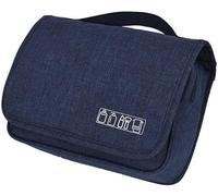 Beauty Case de Voyage,Sac de toilette de voyage suspendu,Multi-compartiments pour organiser des objets personnels,Crochet en métal pour accrocher, Bleu marine