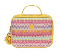 Beauty Case et pochette en tissu multicolore avec fermeture éclair et détails - Tailles assorties pour voyage, sac ou maquillage, multicolore, Grande - Con manico, Multicolore