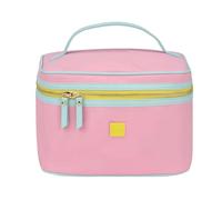Beauty Case et pochette en tissu multicolore avec fermeture éclair et détails - Tailles assorties pour voyage, sac ou maquillage, multicolore, Grande - Con manico, pivoine