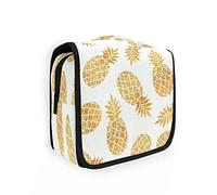 Beauty case femme ananas tropical doré à suspendre portable organisateur de cosmétiques, sac à cosmétiques, sac à cosmétiques, sac à cosmétiques, sac de voyage, grand pour enfants et filles,