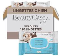 Beauty Case Lingette Chien 120 pcs (3x40) - Lingettes Douces pour Chien, Chiot et Chat - Extra Large 20x30cm - Corps et Pattes - Senteur Talc