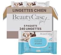 Beauty Case Lingette Chien 240 pcs (6x40) - Lingettes Douces pour Chien, Chiot et Chat - Extra Large 20x30cm - Corps et Pattes - Senteur Talc