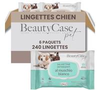 Beauty Case Lingette Chien 240 pcs (6x40) - Lingettes Douces pour Chien, Chiot et Chat - Extra Large 20x30cm - Corps et Pattes - Senteur Musc Blanc