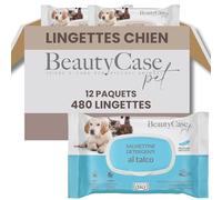 Beauty Case Lingette Chien 480 pcs (12x40) - Lingettes Douces pour Chien, Chiot et Chat - Extra Large 20x30cm - Corps et Pattes - Senteur Talc