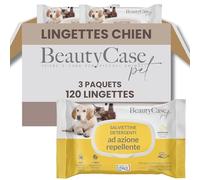 Beauty Case Lingettes Chien Répulsives 120 pcs (3x40) - Lingettes Douces pour Chien, Chiot et Chat - Extra Large 20x30cm - Corps et Pattes - Action Anti-Insectes