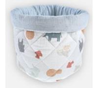 Beauty case mousseline de coton BIO ouatinée, écru/bleu