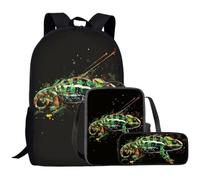 Beauty Collector Ensemble sac à dos caméléon pour filles avec sac à déjeuner et trousse à crayons assortis, Graffiti caméléon