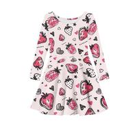 Beauty Collector Robe midi trapèze à manches longues et col rond pour fille, Love Strawberry Pink, 7-8 ans