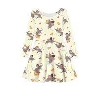 Beauty Collector Robe midi trapèze à manches longues et col rond pour fille, Rat Love Cheese Jaune, 9-10 ans