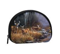 Beauty Deer Mini sac de rangement portable en polyester imprimé en forme de coquillage pour pièces de monnaie, Noir , Taille unique