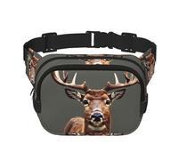 Beauty Deer Sac banane avec rallonge pour homme et femme avec poches zippées, noir, One Size