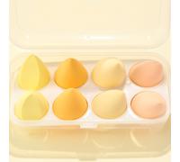 Beauty Egg No Powder Super Soft Mango Puff Non-Latex Wet And Dry Set, 8 Cheese Puffs