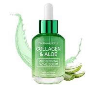 Beauty Elixir Sérum à l'aloe vera et au collagène pour le visage - Traitement anti-âge raffermissant, hydratant et nourrissant pour la peau, propre et sans cruauté envers les animaux