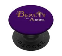 Beauty for Ashes Écriture pour Femmes et Filles Croix dorée Motif Floral PopSockets PopGrip Adhésif