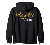 Beauty for Ashes Écriture pour Femmes et Filles Croix dorée Motif Floral Sweat à Capuche