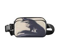 Beauty Fox Sac banane élégant beige pour femmes, hommes, adolescents, petit sac à bandoulière avec sangle réglable pour voyage, gym, travail, Poisson de combat esthétique, 1 size